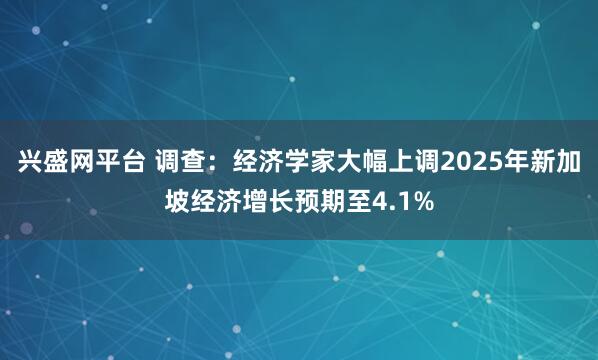 兴盛网平台 调查：经济学家大幅上调2025年新加坡经济增长预期至4.1%