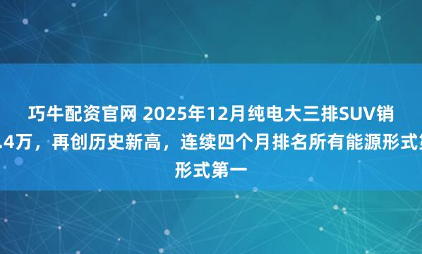巧牛配资官网 2025年12月纯电大三排SUV销量5.4万，再创历史新高，连续四个月排名所有能源形式第一